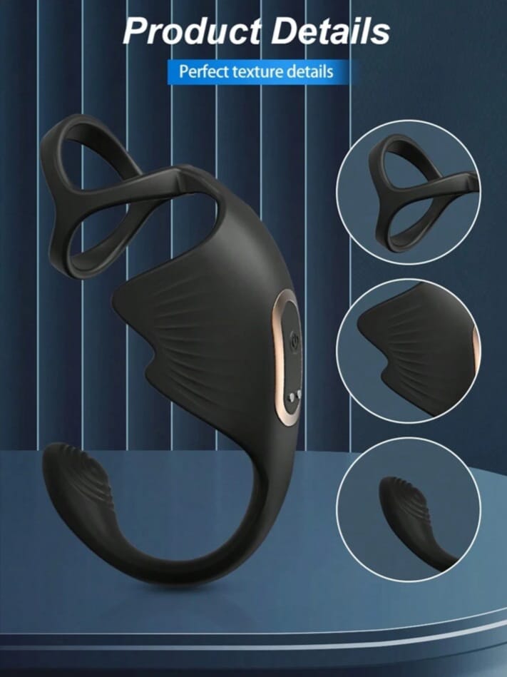 Remote Control Vibrating Cock Ring Anal Plug with Mini Bullet Vibrator